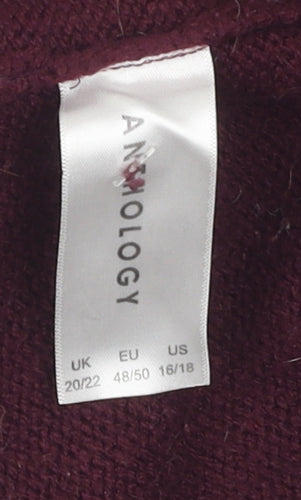 Anthology Women's Red Cardigan Size 20/22 - Casual Knit
