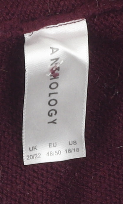 Anthology Women's Red Cardigan Size 20/22 - Casual Knit