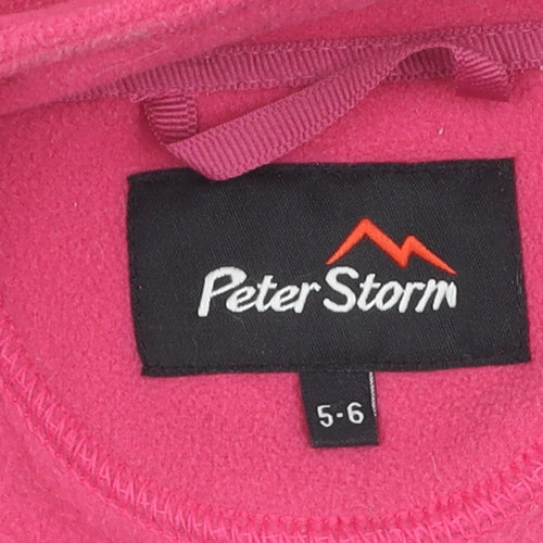 Peter Storm Girls Pink Fleece Hoodie, Zip, 5-6 Years