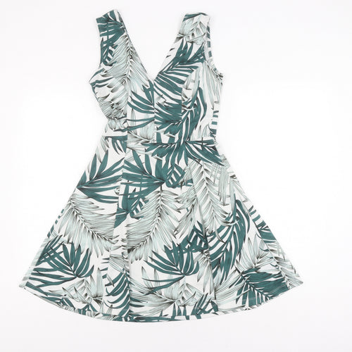 H&M Women's Green A-Line Short Dress - Size 12, Sleeveless