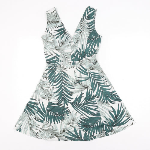H&M Women's Green A-Line Short Dress - Size 12, Sleeveless