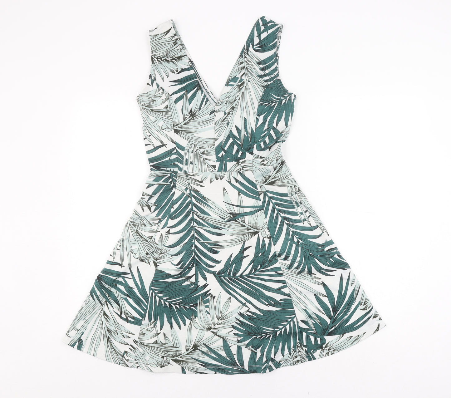 H&M Women's Green A-Line Short Dress - Size 12, Sleeveless