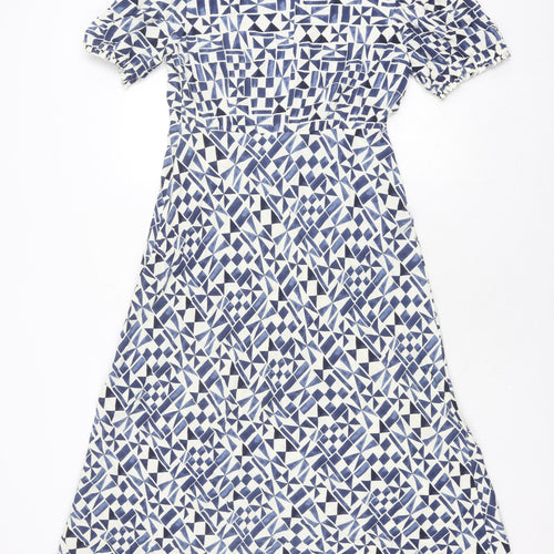 Marks and Spencer Women's Blue Geometric Dress, Size 12