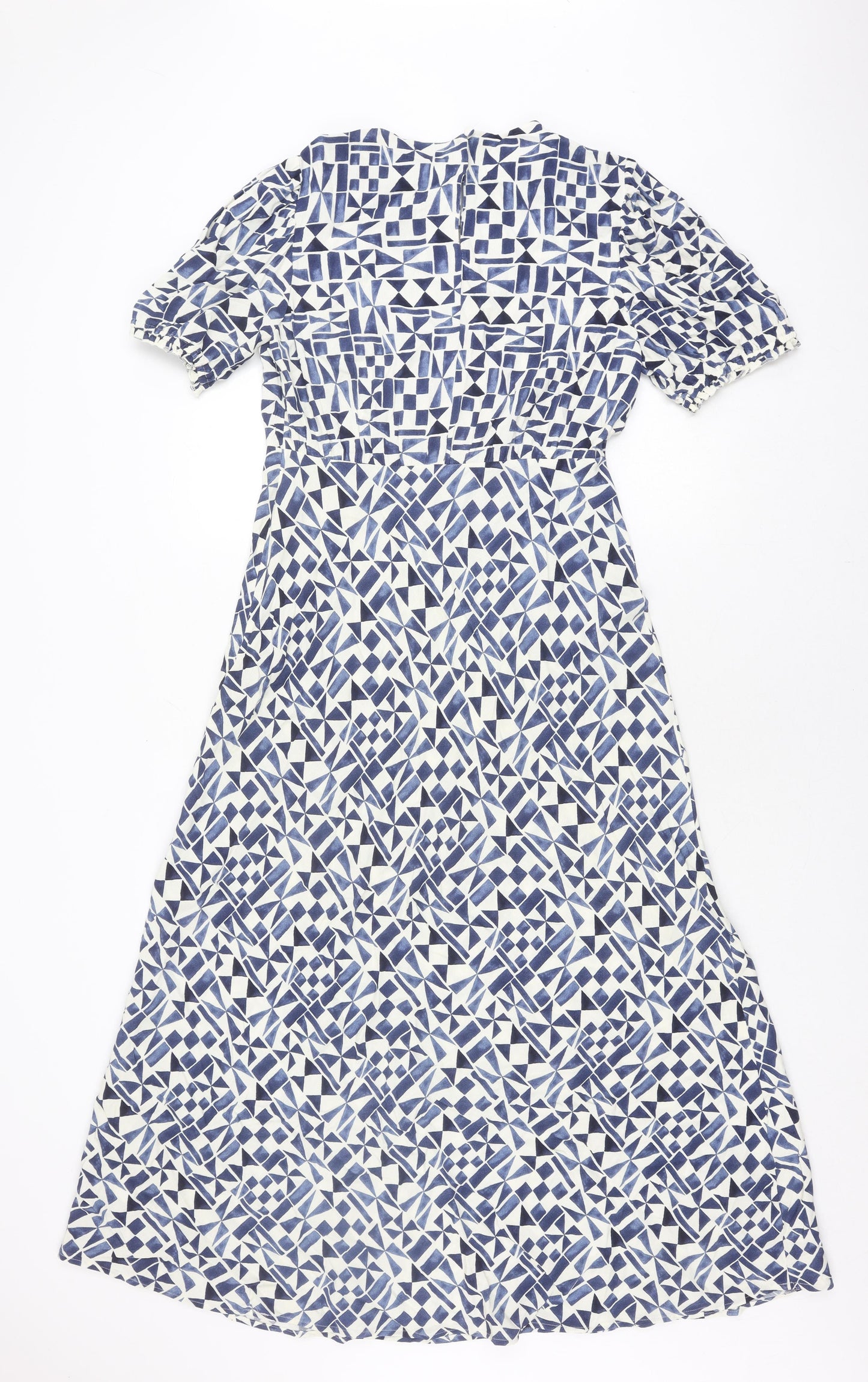 Marks and Spencer Women's Blue Geometric Dress, Size 12