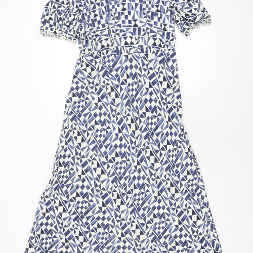 Marks and Spencer Women's Blue Geometric Dress, Size 12