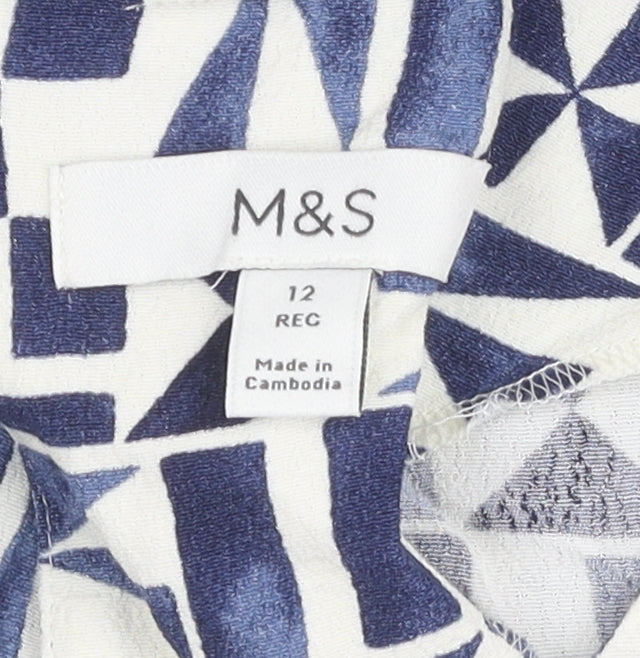 Marks and Spencer Women's Blue Geometric Dress, Size 12