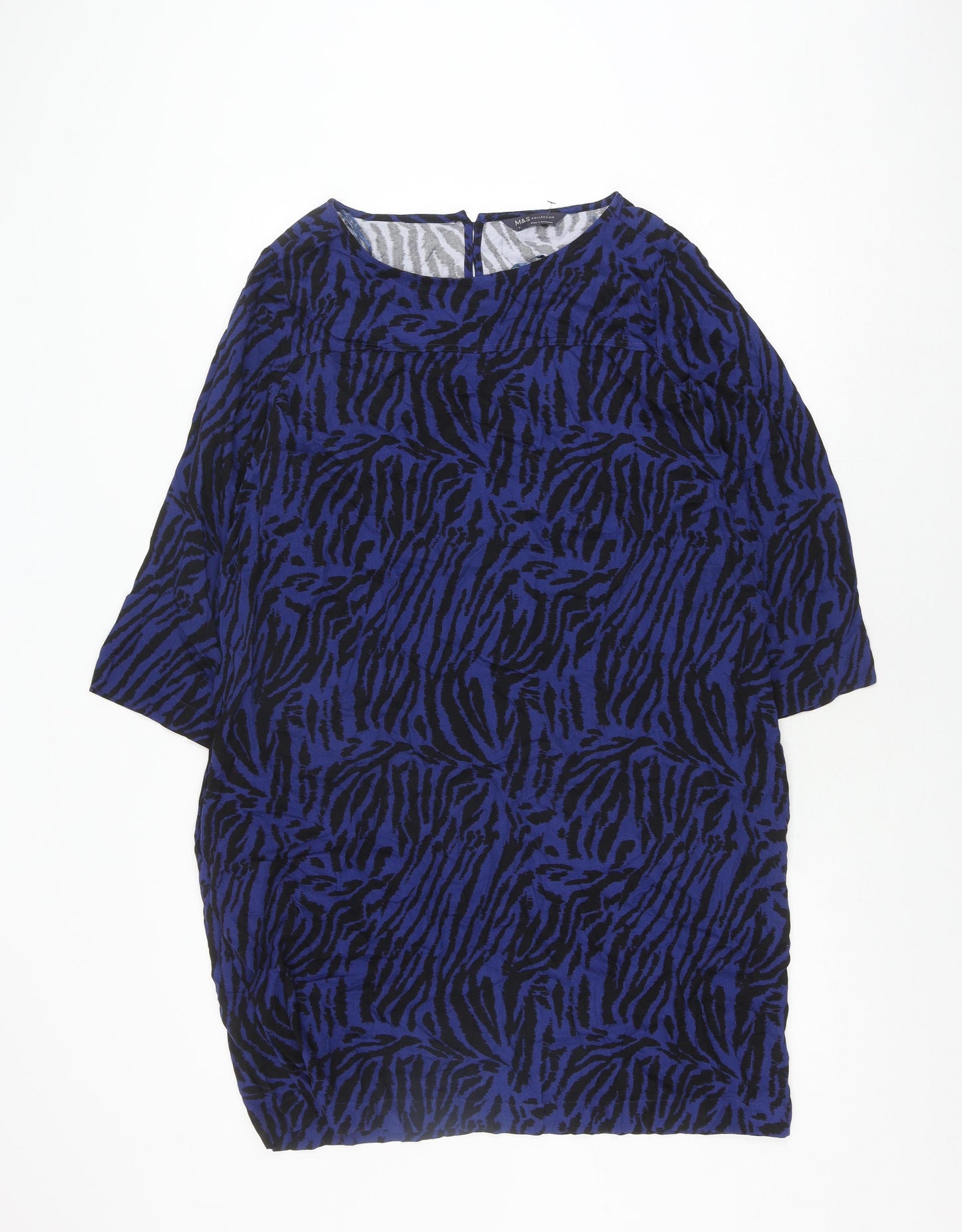 Marks and Spencer Women's Blue Print Dress Size 16