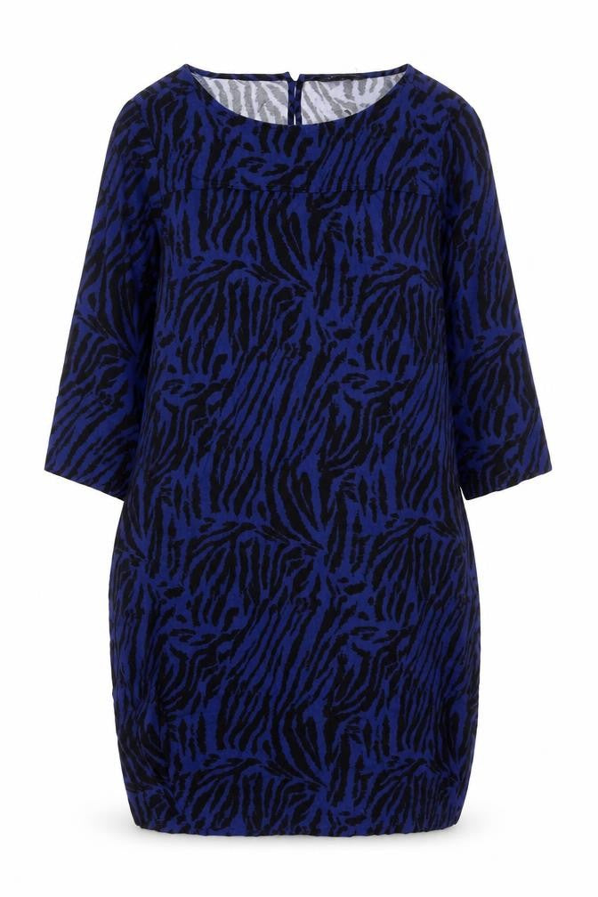 Front view of Marks & Spencer Women's Blue Print Dress, size 16