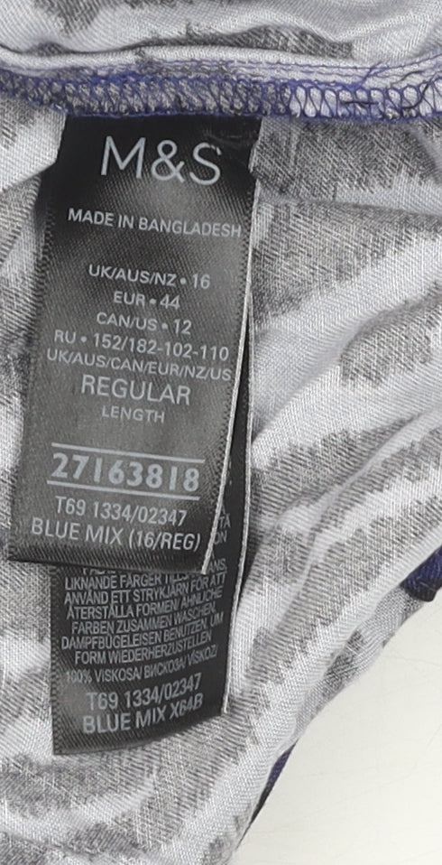 Marks and Spencer Women's Blue Print Dress Size 16