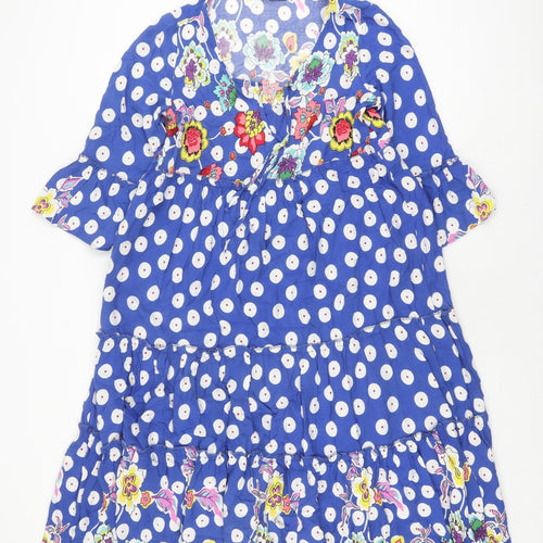 Gdg Actuel Women's Blue M Polka Dot Floral Dress