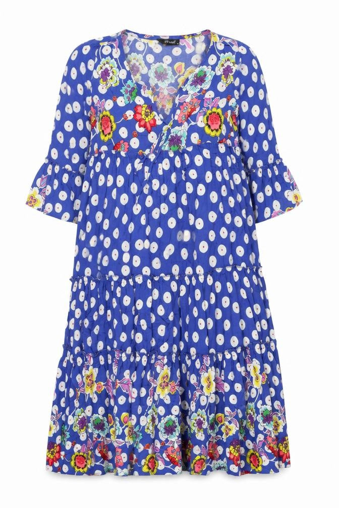 Gdg Actuel Women's Blue M Polka Dot Floral Dress