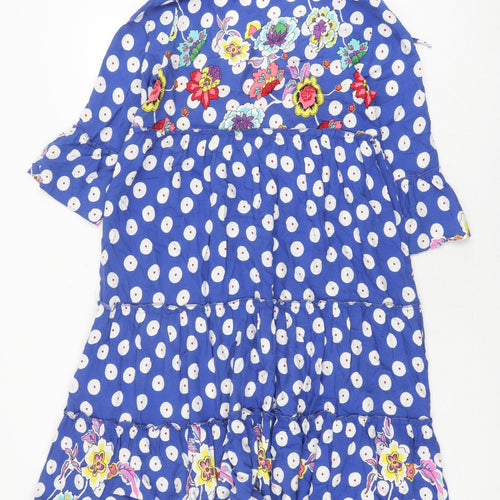 Gdg Actuel Women's Blue M Polka Dot Floral Dress