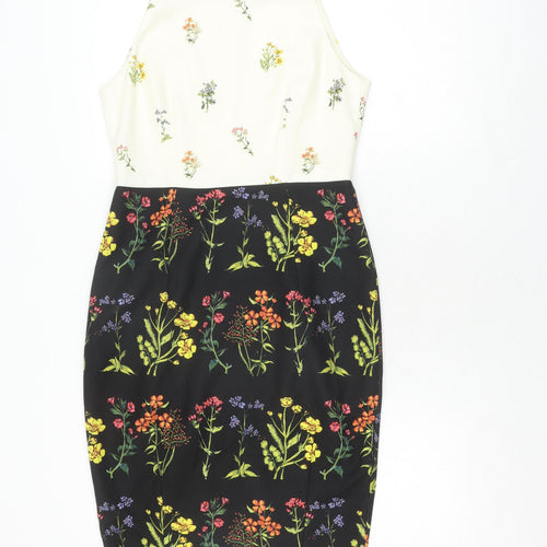 H&M Women's Multicoloured Floral Sheath Dress, Size 12