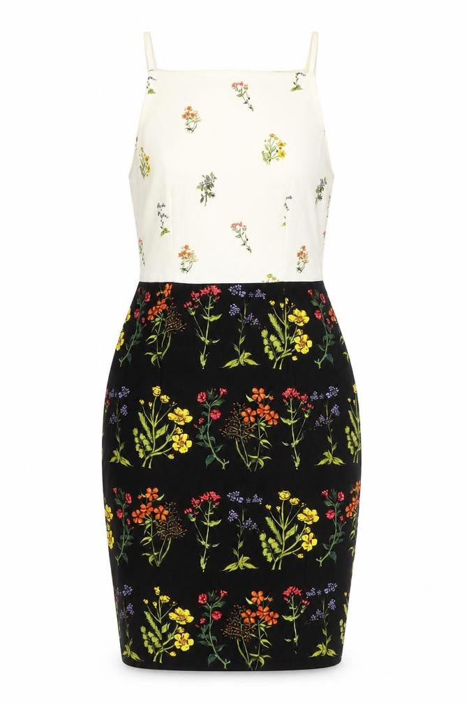 Front view of H&M Women's Multicoloured Floral Sheath Dress, size 12