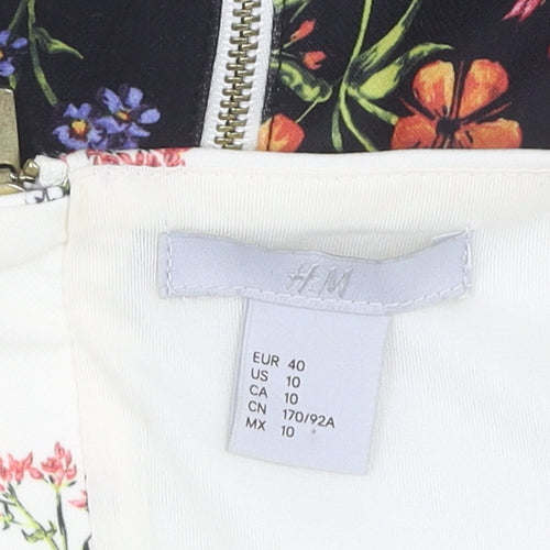 H&M Women's Multicoloured Floral Sheath Dress, Size 12