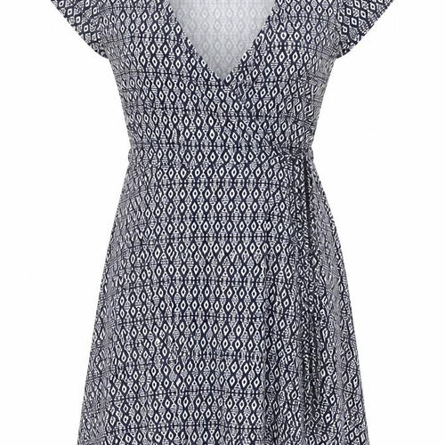 New Look Women's Blue Geometric Fit & Flare Dress Size 8