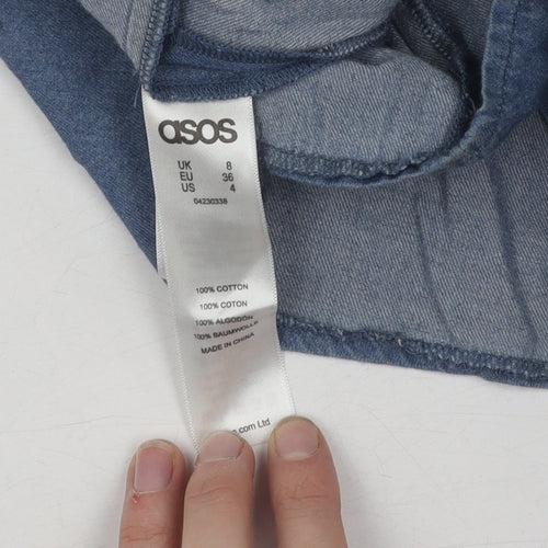 ASOS Denim Pinafore Dress UK 8 Blue Casual