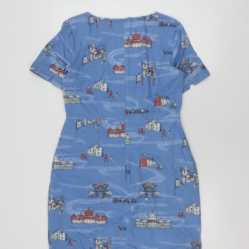 Sugarhill Brighton Women's Blue City Print Shift Dress Size 12