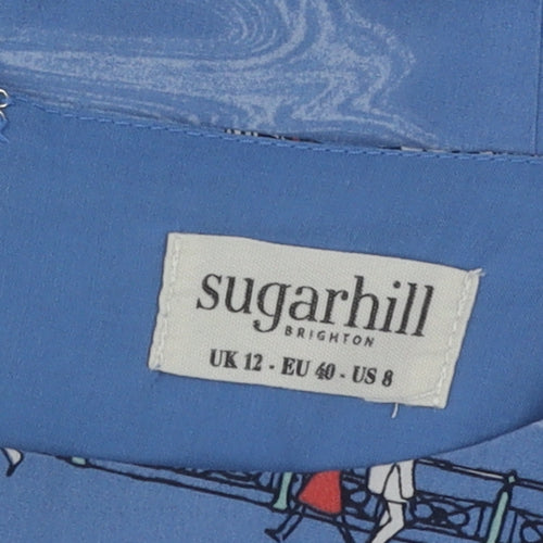 Sugarhill Brighton Women's Blue City Print Shift Dress Size 12