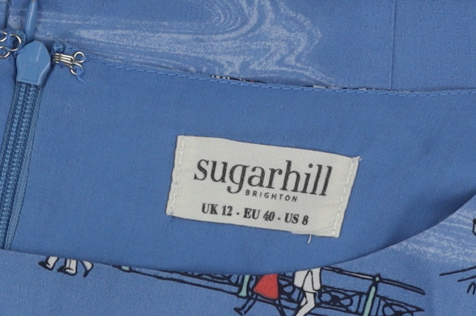 Sugarhill Brighton Women's Blue City Print Shift Dress Size 12