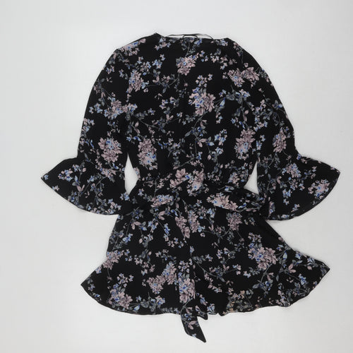 Miss Selfridge Women's Black Petite Floral Playsuit