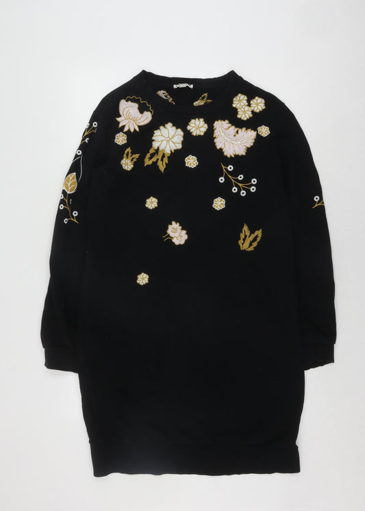 Whistles Women's Black Floral Pullover Sweatshirt M