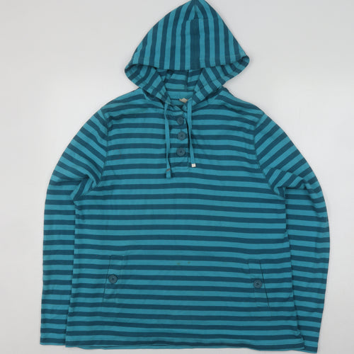 Cotton Traders Women's Blue Striped Hoodie UK 20