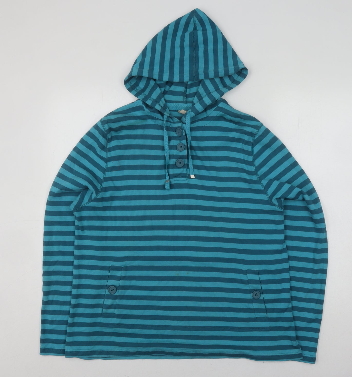 Cotton Traders Women's Blue Striped Hoodie UK 20