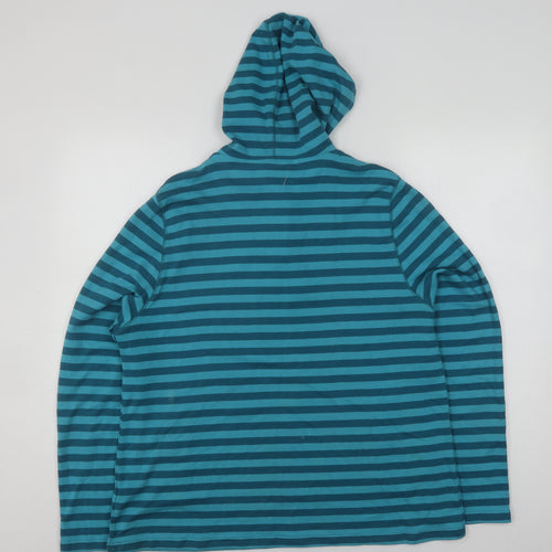 Cotton Traders Women's Blue Striped Hoodie UK 20