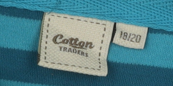 Cotton Traders Women's Blue Striped Hoodie UK 20