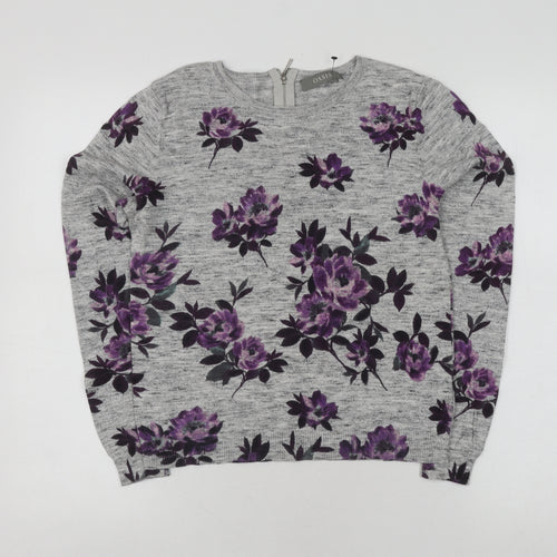 Oasis Women's Grey Floral Pullover Jumper, Size S