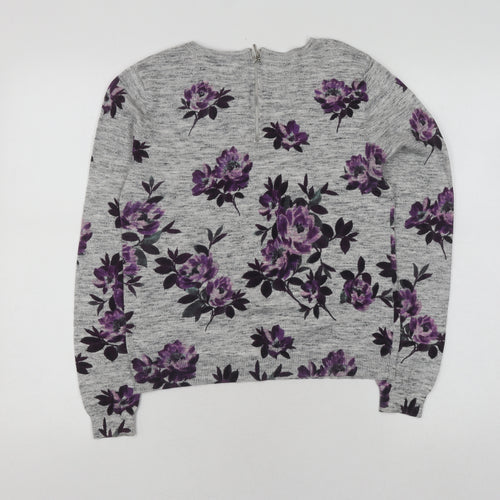 Oasis Women's Grey Floral Pullover Jumper, Size S
