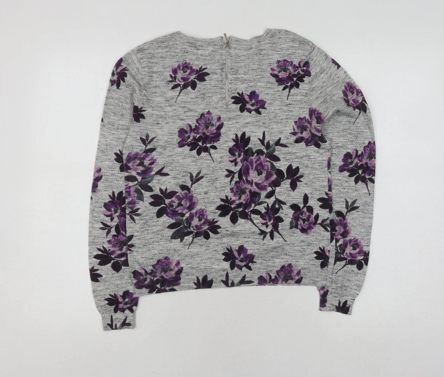 Oasis Women's Grey Floral Pullover Jumper, Size S