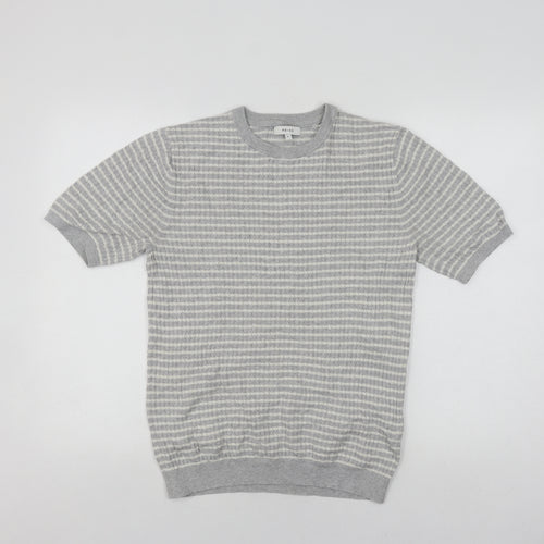 Reiss Women's Grey Striped Jersey T-Shirt