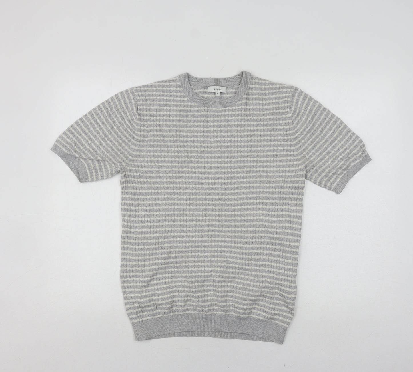 Reiss Women's Grey Striped Jersey T-Shirt