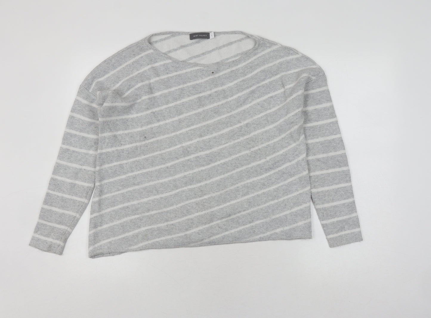 Mint Velvet Women's Grey Striped Pullover Jumper, Size 16