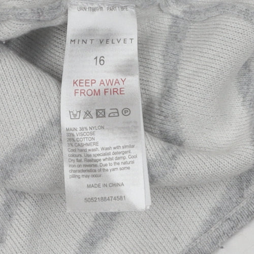 Mint Velvet Women's Grey Striped Pullover Jumper, Size 16