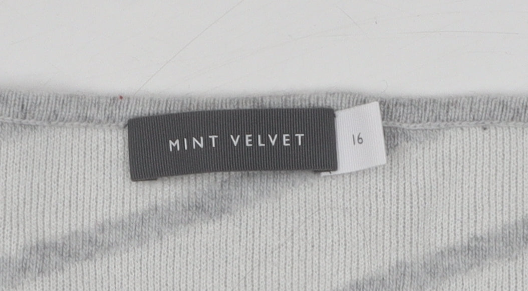 Mint Velvet Women's Grey Striped Pullover Jumper, Size 16