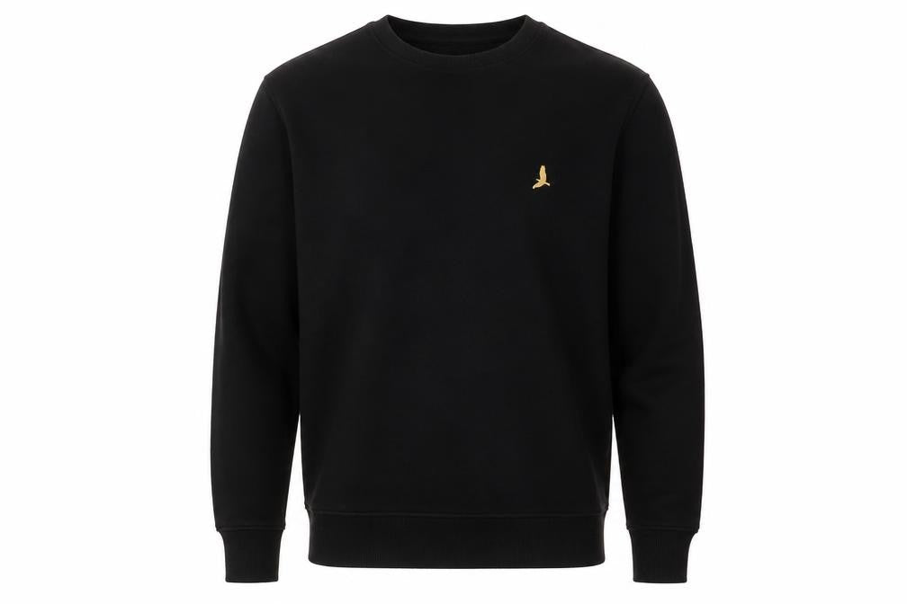 Front view of Brave Soul Men's Black Pullover Sweatshirt S Logo