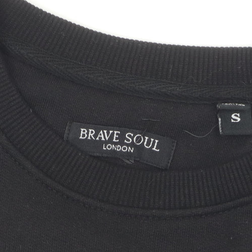 Brave Soul Men's Black Pullover Sweatshirt S Logo
