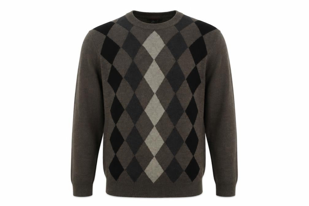 Front view of Dockers Men's Green Argyle jumper