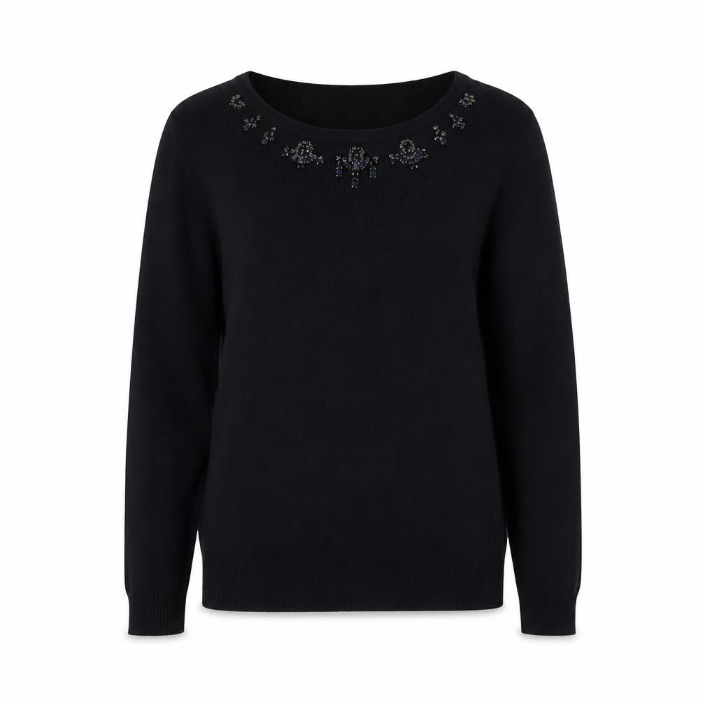 Front view of Fenn Wright Manson Women's Black Beaded Pullover, S