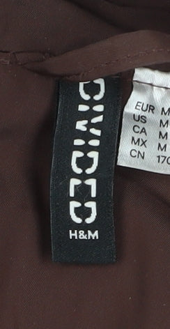 H&M Women's Brown Puffer Jacket Size 12 - Cropped & Insulated