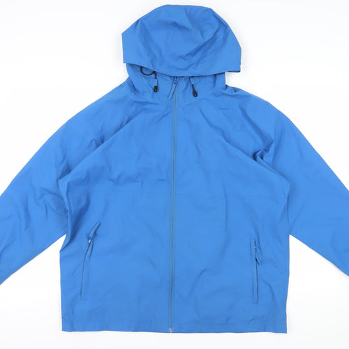 Crane Men's Blue Rain Coat Jacket, Large, Hooded