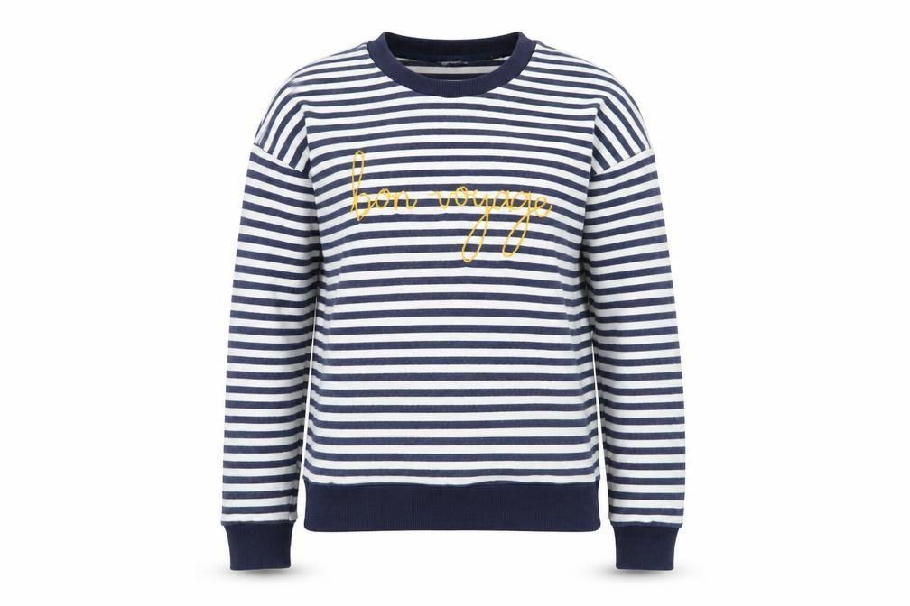 Front view of Next Women's Multicoloured Striped Pullover Sweatshirt, size 6