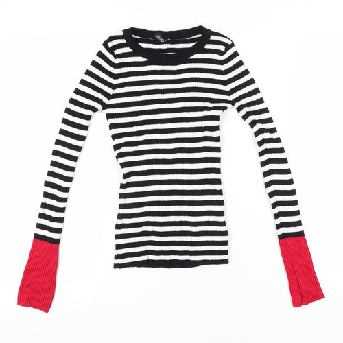 H&M Women's Black Striped XS Pullover Jumper