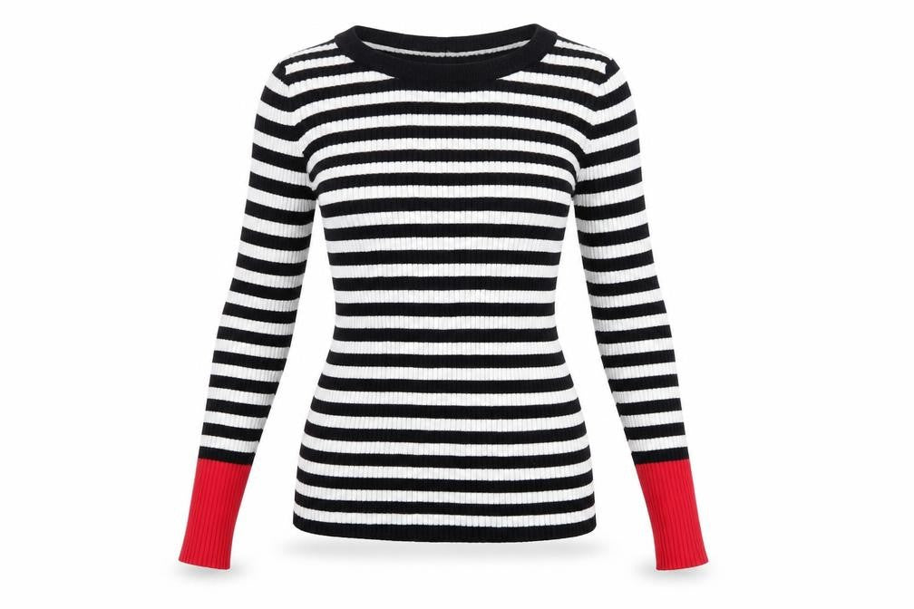 Front view of H&M Women's Black Striped XS jumper