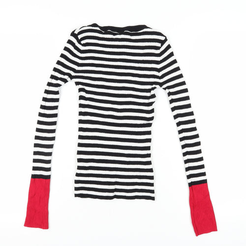 H&M Women's Black Striped XS Pullover Jumper