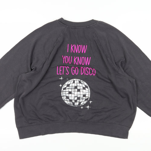 H&M Unisex Grey Pullover Sweatshirt L Graphic Print