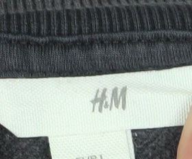 H&M Unisex Grey Pullover Sweatshirt L Graphic Print
